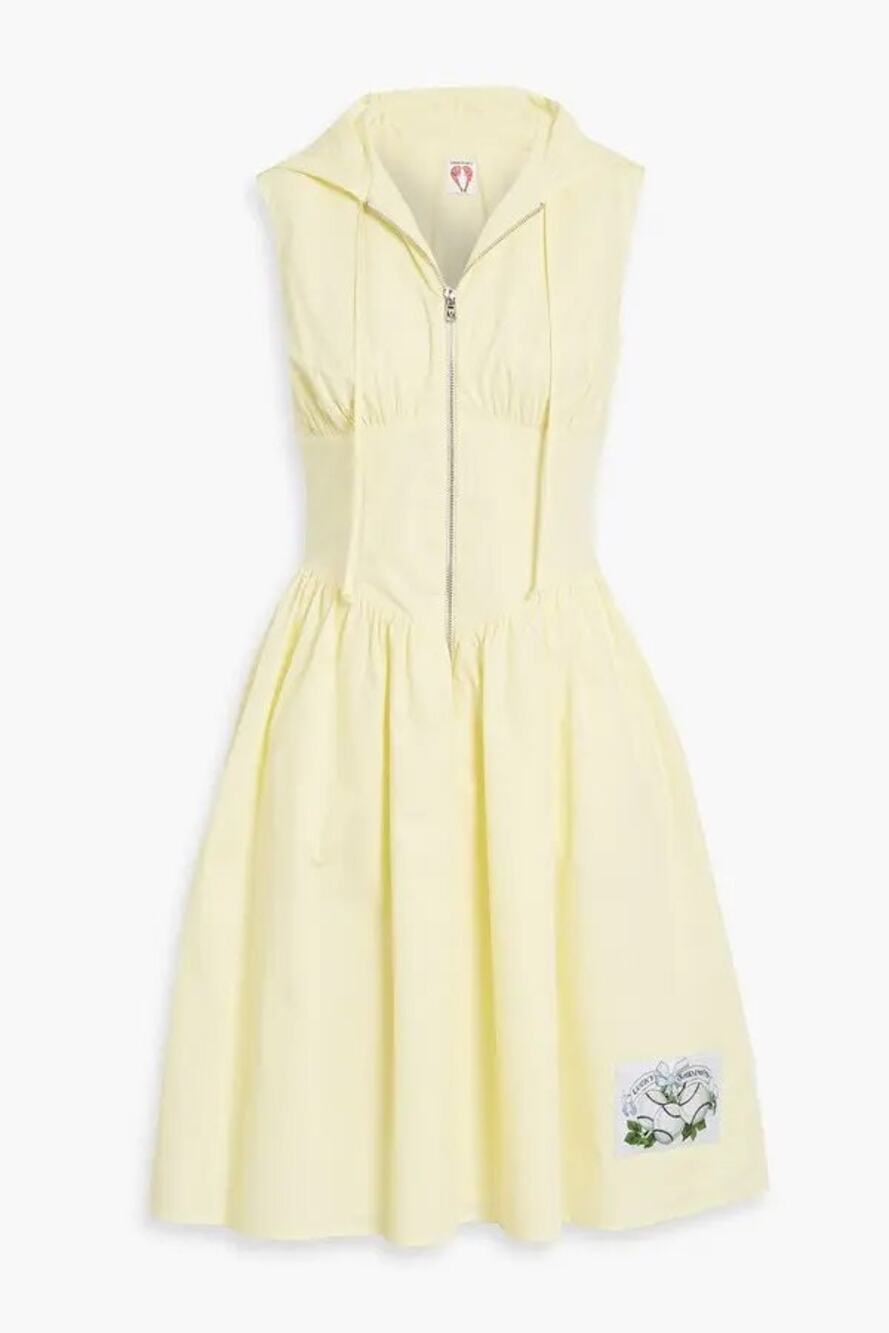 Shrimps Gabriella Hooded Cotton Poplin Dress Butter Yellow UK 12 US 8
